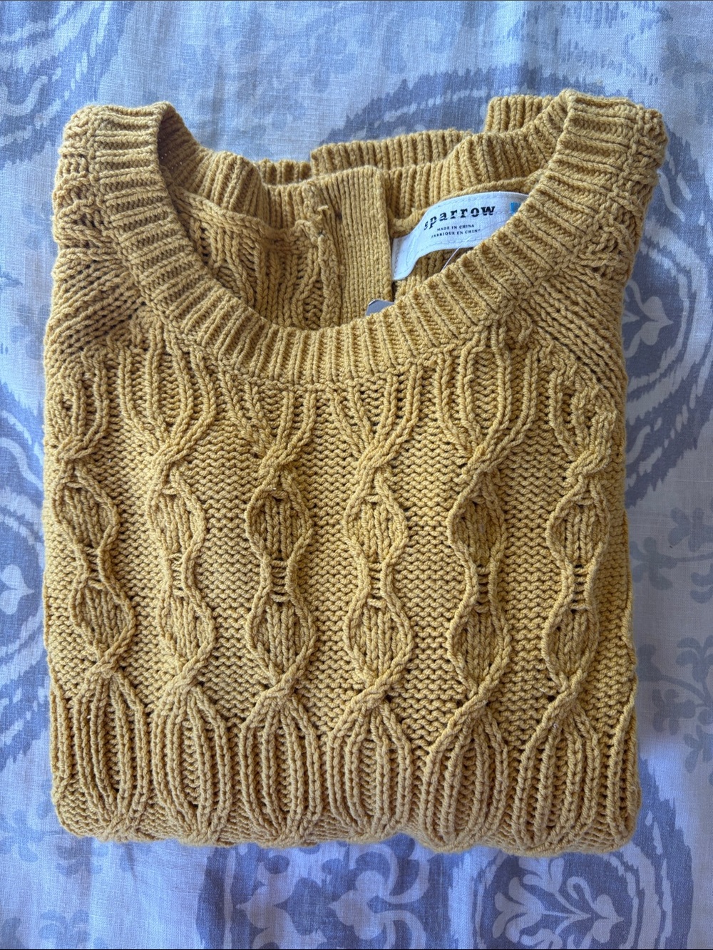 Sparrow x Anthropologie - Mustard Cable Knit Crew Sweater Size M. NWT - Picture 8 of 8